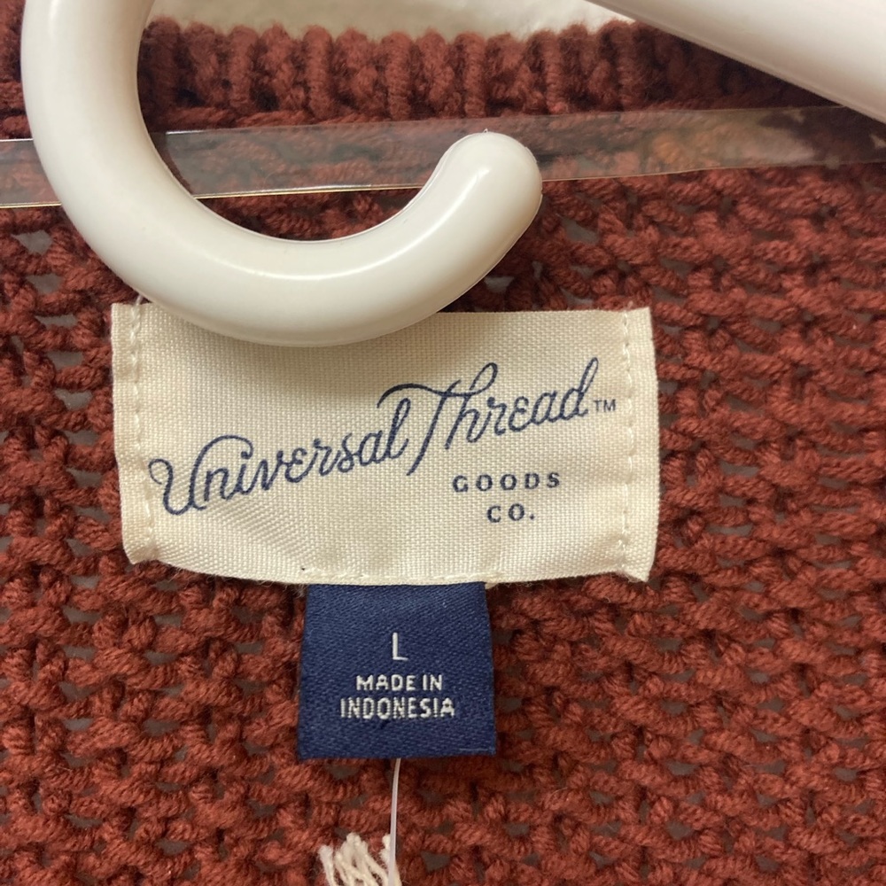 NWT Universal Thread Rust Ruffle Open Cardigan (L) - Picture 2 of 9